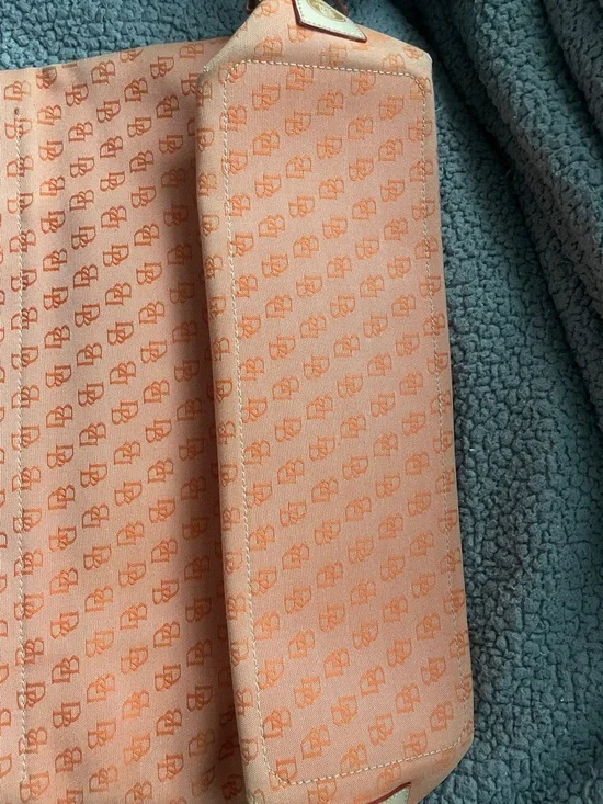 Dooney & Bourke Coral Orange Logo Tote with Tassel Drawstring - Picture 10 of 16